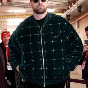 Travis Kelce Kith Beaded Velvet Clay Bomber Jacket
