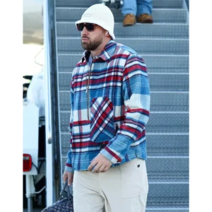 Travis Kelce Half-Zip Plaid Shirt Jacket