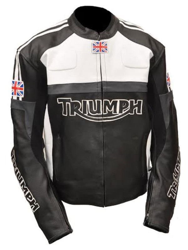 Triumph Motorcycle Leather Racing Jacket For Men's