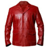 Brad Pitt Fight Club Red Leather Jacket