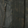 Mens Distressed Black Leather Biker Vest