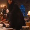 Violent Night 2022 Scrooge Black Shearling Coat