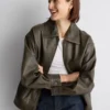Womens Black Suede Biker Jacket - Image 2