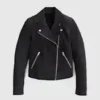 Womens Black Suede Biker Jacket