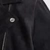 Womens Black Suede Biker Jacket - Image 6