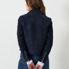 Women's Navy Suede Leather Jacket - Image 4