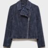 Women's Navy Suede Leather Jacket