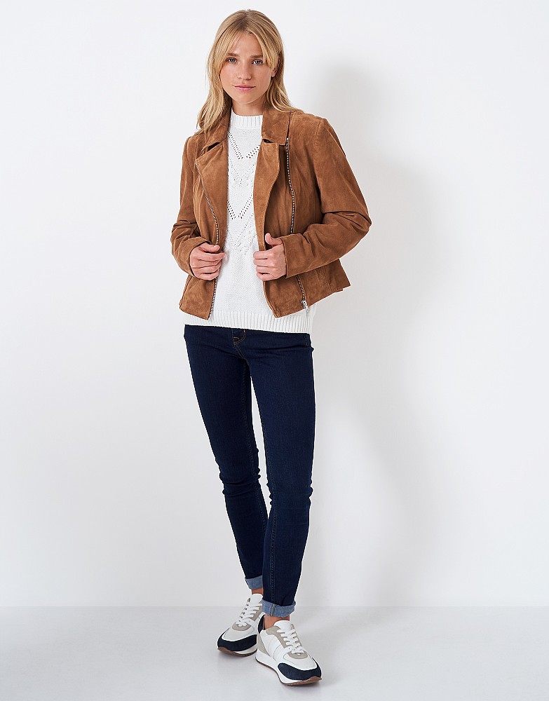 Women's Suede Brown Leather Jacket - Image 3