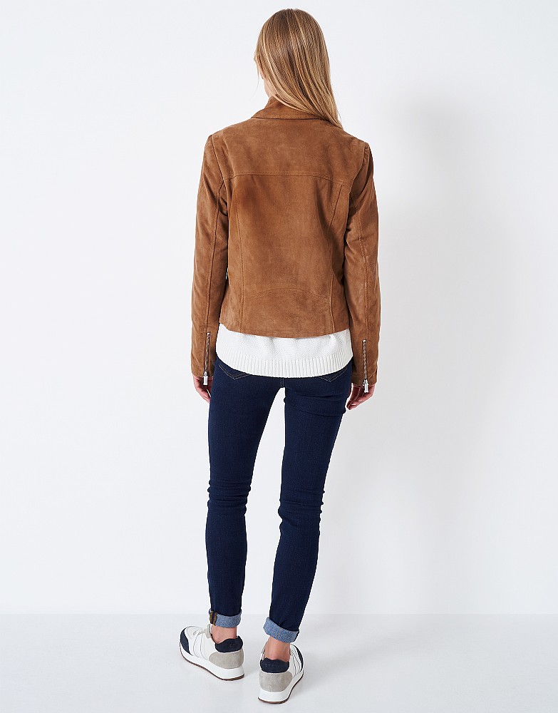 Women's Suede Brown Leather Jacket - Image 2