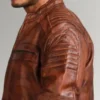 Mens Waxed Sheepskin Fashion Leather Jacket Brown
