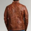 Mens Waxed Sheepskin Fashion Leather Jacket Brown
