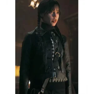 Wednesday Adams Black Leather Jacket