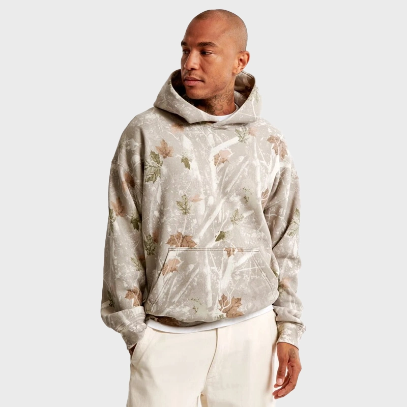 White Camo Abercrombie Essential Popover Hoodie - Image 2