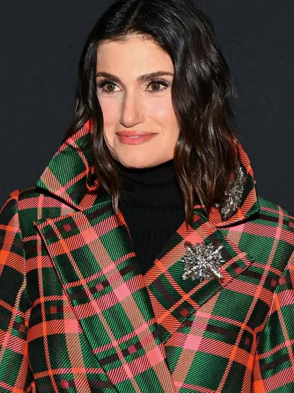 Idina Menzel Plaid Coat