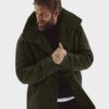 Mens Real Sheepskin Winter Shearling Fur Coat Black