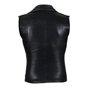 Alternative view of Womens Fashion Designer Leather Motorcycle Vest Black