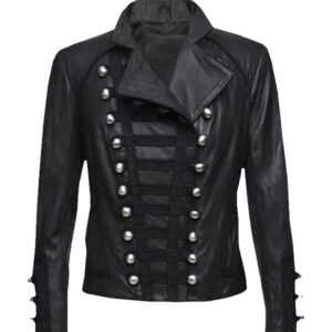 Womens Black Cropped Studded Military Jacket