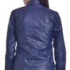 Christy World Solid Women Stylish Blue Leather Jacket