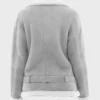 Elena Grey Suede Leather Shearling Jacket - Image 2