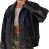 Womens 90s Vintage Oversized Leather Jacket