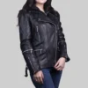 Women’s Black Slim Fit Leather Motorcycle Jacket