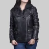 Women’s Black Slim Fit Leather Motorcycle Jacket