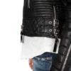 Womens Boda Style Quilted Leather Biker Jacket Black - Image 3