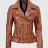 Womens Brown Leather Motorcycle Jacket