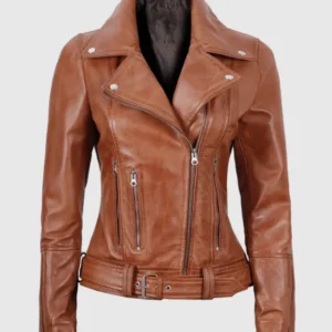 Womens Brown Leather Motorcycle Jacket