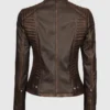 Womens Cafe Racer Brown Leather Jacket