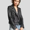 Womens Fashion Studded Leather Jacket