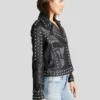 Womens Fashion Studded Leather Jacket
