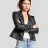 Womens Fashion Studded Leather Jacket