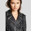 Womens Fashion Studded Leather Jacket