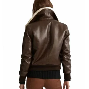Women Shearling Aviator Bomber Jacket