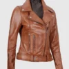 Womens Motorcycle Brown Leather Jacket
