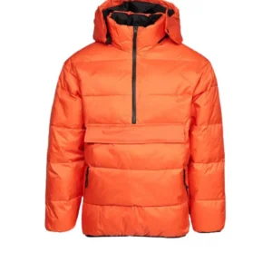 Orange Hooded Puffer Jacket
