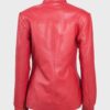 Womens Cafe Racer Leather Motorcycle Jacket Red