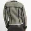 Women's Shearling Grey Motorcycle Leather Jacket - Image 3