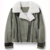 Women’s Shearling Grey Motorcycle Leather Jacket