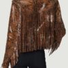 Womens Snake Skin Fringe Leather Jacket - Image 2