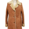 Womens Suede Leather Shearling Coat