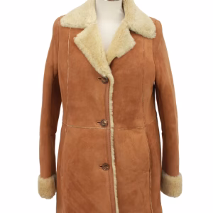 Womens Suede Leather Shearling Coat
