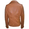 Womens Moto Biker Brown Studded Leather Jacket