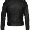 Womens Waxed Sheepskin Leather Biker Jacket Black - Image 4