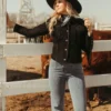 Womens Western Style Fashion Leather Jacket Black with Fringe - Image 4