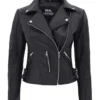 Black Leather Biker Jacket Womens