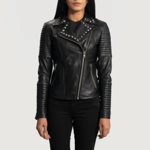 Women's Studded Leather Motorcycle Jacket