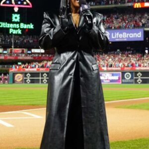 World Series Game Jazmine Sullivan Leather Coat