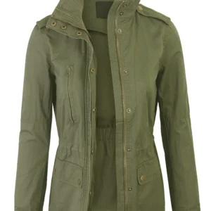Women's Zip Up Hooded Military Jacket
